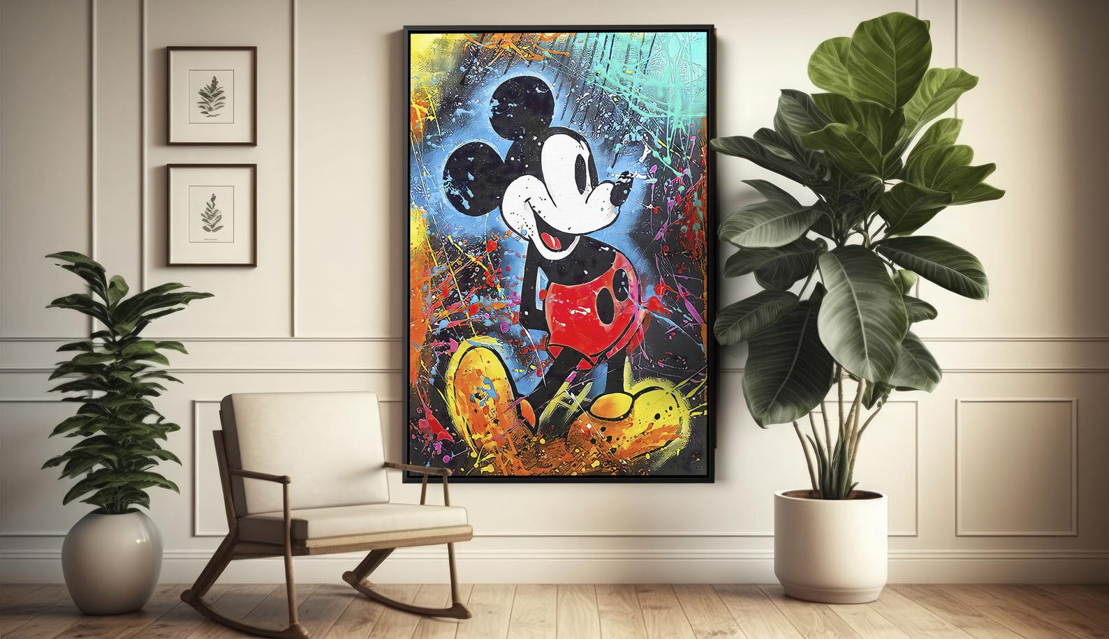 Abstract Mickey Mouse Pop Art Oil Painting, Luxe Mickey Painting ...