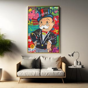 Monopoly Man Pop Art Oil Painting, Banksy Style, Original Living Room ...