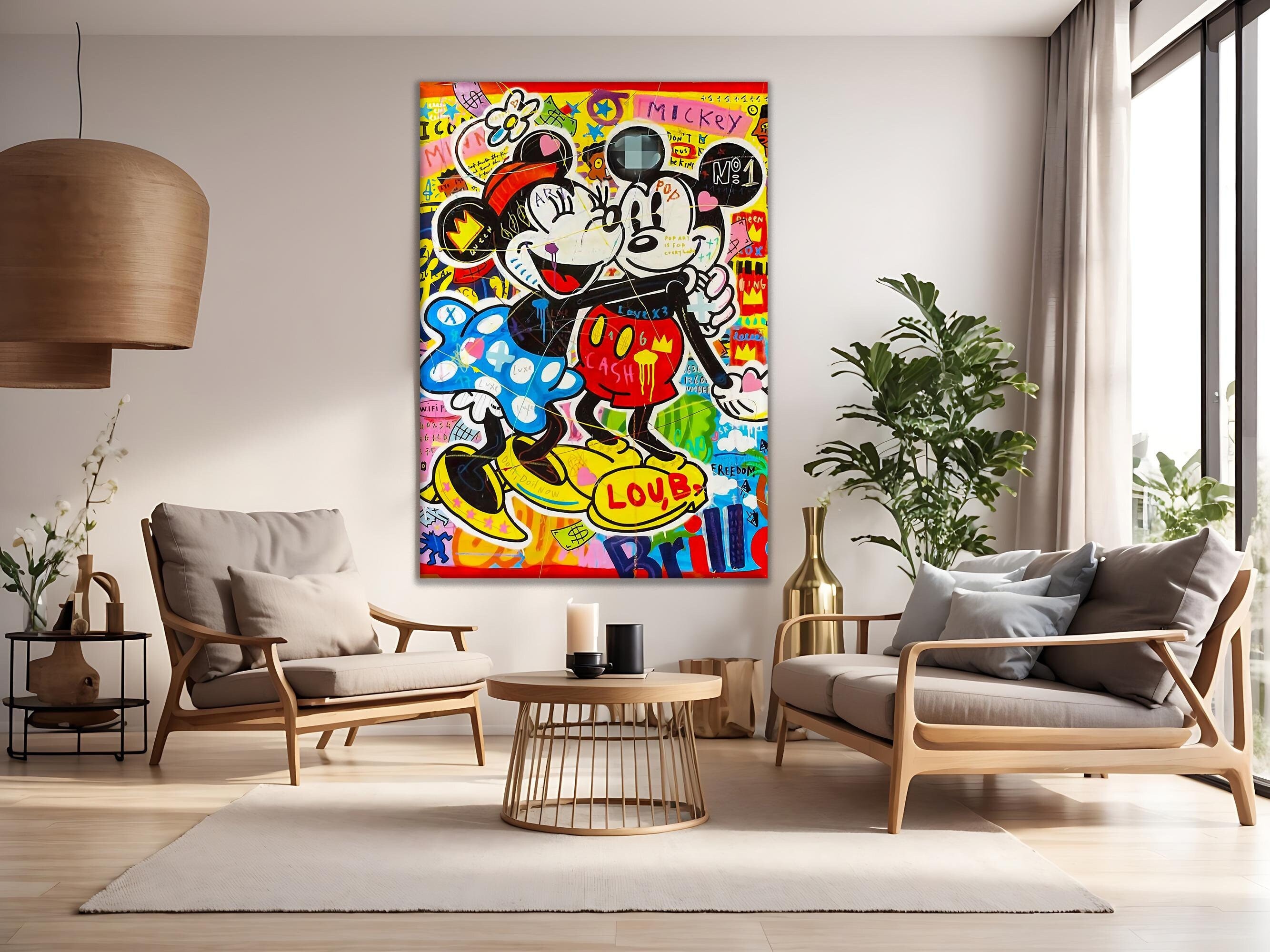 Mickey Mouse and Minnie Mouse Pop Art Painting, Famous Cartoon Painting, Couple Painting Gift, Banksy Style Pop Art, Hand Made Oil Painting