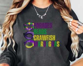 Koszula z długim rękawem Mardi Gras: Comfort Colors Louisiana Parade z okrągłym dekoltem