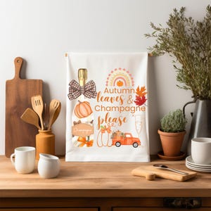 Gemütliches Herbstplakat, Blätter PNG, Champagnerplakat, Dekorelemente, Barwagenzubehör, Herbstküchentuch, Coquette Kürbis PNG