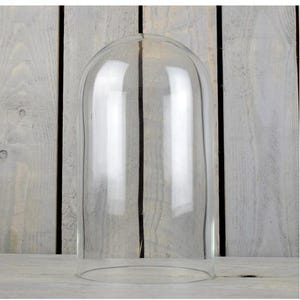 Handmade Mouth Blown Clear Circular Glass Display Cloche  Dome 29.5 cm