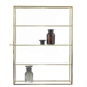 Hand Made Storage Cabinet Glass and Brass Frame Display Showcase With Door Wall Mount 40.5 x 30.5 x 8 cm