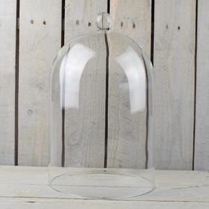 EMH Handmade Clear Circular Glass Display Cloche Bell Jar Dome with Knob 45 cm