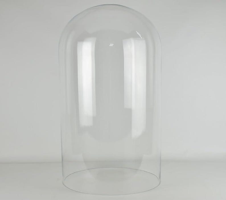 Large Handmade Mouth Blown Clear Circular Glass Display Cloche Bell Jar Dome 50x25 cm image 3