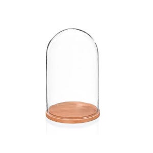 EMH Medium Glass Dome Display Cover Cloche With Natural Base 31 x 15 cm