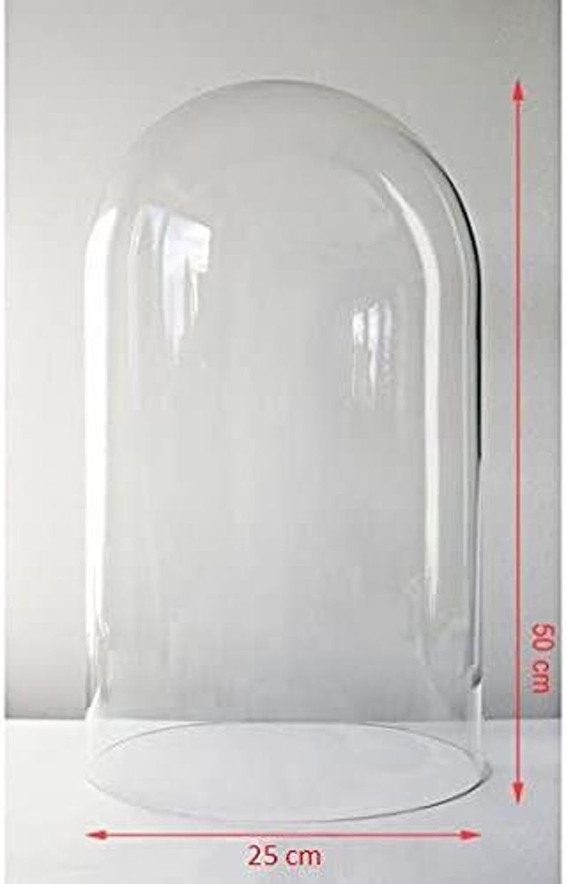 Large Handmade Mouth Blown Clear Circular Glass Display Cloche Bell Jar Dome 50x25 cm image 1
