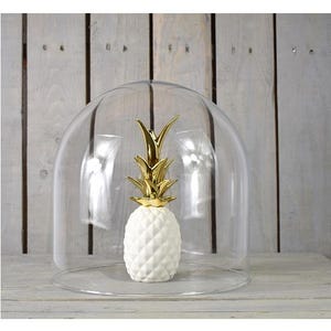 Medium Handmade Mouth Blown Clear Circular Glass Display Cloche Bell Jar Dome 30 cm