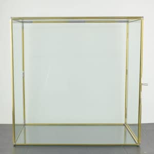 Hand Made Large Glass and Brass Metal Frame Display Showcase Box With Door 40.5 cm