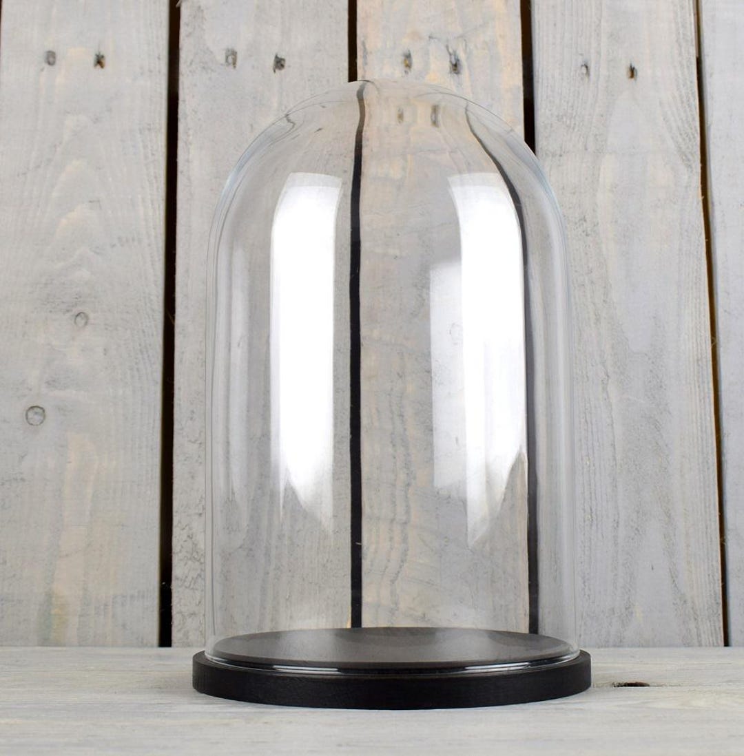 EMH Medium Glazen Dome Display Cover Cloche Zwart Basis Hoogte 31cm EMH Medium Glazen Dome Display Cover Cloche Zwart Basis Hoogte 31cm