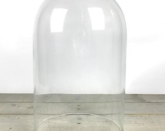 Campana de cristal circular transparente soplada a mano, 40 x 25 cm