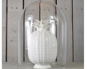 Campana de cristal circular transparente hecha a mano, 30 x 25 cm