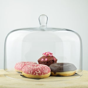 Handgefertigte Glas Display Abdeckung Cloche Glockenkuppel Mit Knauf Groß 21 cm x 28 cm