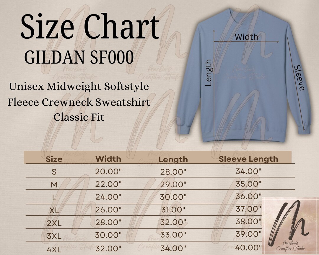 Gildan SF000 Size Chart, Gildan Size Chart, Gildan Size Guide, SF000