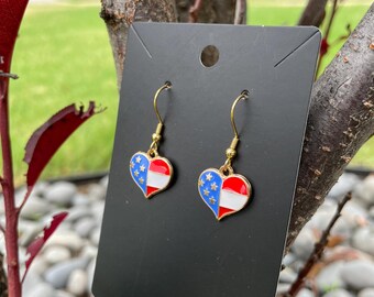 4th Of July Patriotic Earrings – Red White & Blue Acrylic Flash Earrings, American Flag & Star Designs