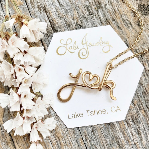 The Original Two Lovers - 14k Gold filled Personalized Initials Necklace -engagement, wedding, anniversary, lovers jewelry, couples jewelry