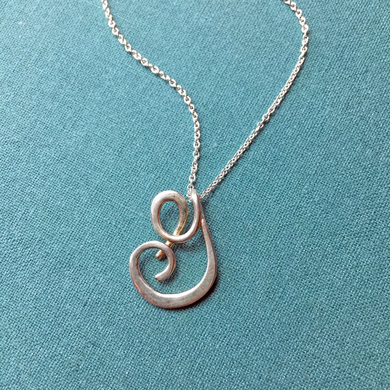 Small Calligraphy Initial Necklace in sterling silver, wedding, bridal party, bridesmaid, graduation gift image 2