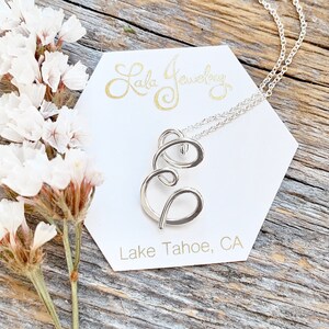 Small Calligraphy Initial Necklace in 14k Gold Filled image 2