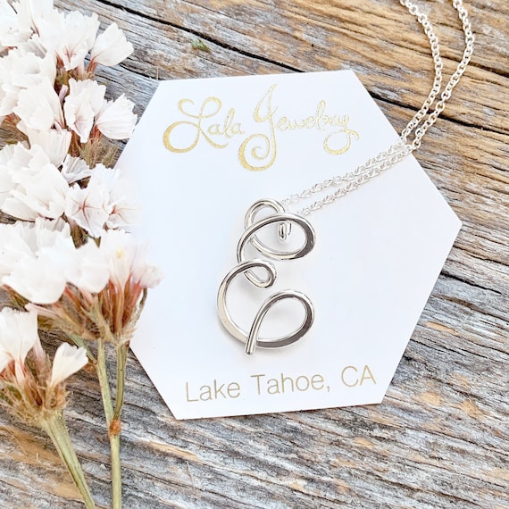 Calligraphy initial necklace deals