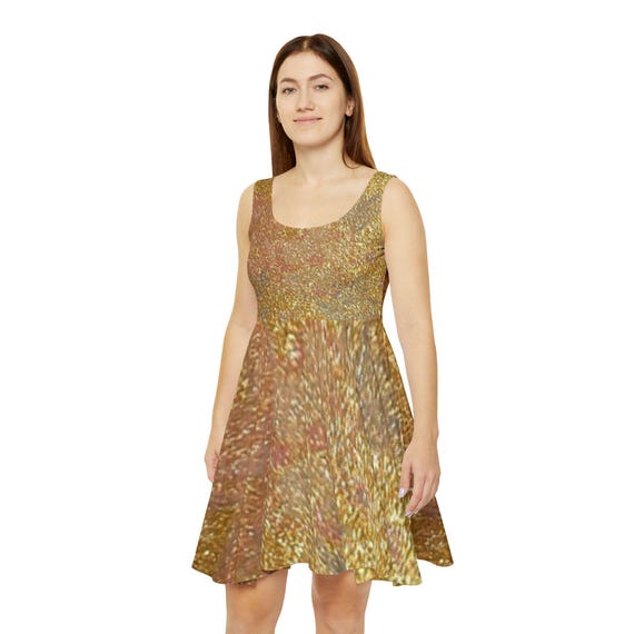 gold glitter skater dress Sweetheart Glitter Illusion Corset Skater Dress junior / 14 / black-gold