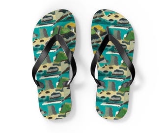 Klapki z poliestru zamszowego w kolorze kamuflażowym: antypoślizgowe sandały na lato