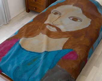 Religious Jesus Plush Blanket: Christian Gift, Inspirational Bedding