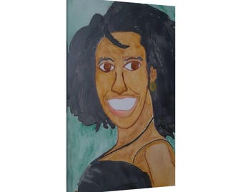 Smiling Woman Portrait Canvas Print, Positive Vibes Wall Decor
