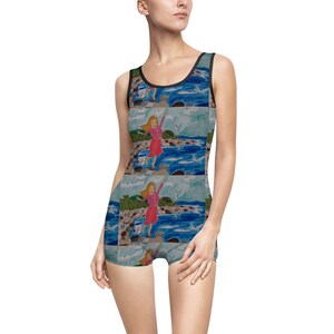Vintage Women&#39;s Swimsuit: Retro Boyshort Bathing Suit - Beach & Pool