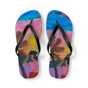 Vibrant Beach Flip Flops, Summer Sandals, Beachwear Footwear, Vacation Essentials, Poolside Attire, Gift for Beach Lovers