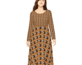 Langarm-Tanzkleid: Lebendiger Druck, vielseitiger Stil