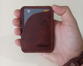 Handmade Slim Leather Card Holder: Minimalist Wallet