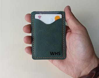 Handmade Leather Minimalist Card Holder: Slim Credit Card Wallet