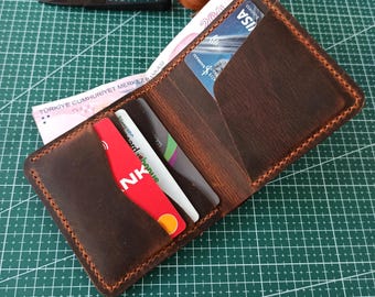 Billetera personalizada, billetera de cuero plegable hecha a mano, billetera de cuero real, billetera plegable, billetera para efectivo, billetera de piel de vaca, billetera para tarjetas hecha a mano