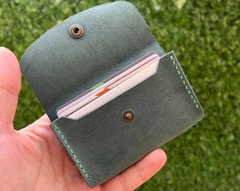 Handmade Leather Card Holder: Slim Minimalist Wallet