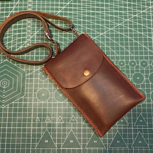 Leather Slim Phone Pouch, Leather Phone Bag, Leather Phone Case, Phone Wallet, Leather Shoulder Bag, Mini Leather Bag, Phone Case Wallet
