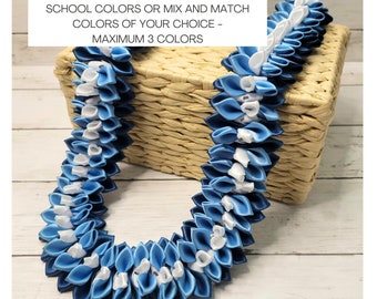 Custom Made to Order Flat Lei in School Colors (Choose up to 3 colors) - Allow 4-5 weeks for Delivery