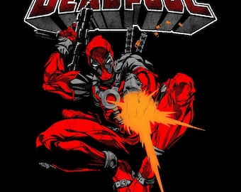 Vintage Deadpool shirtontwerp voor voor- en achterkant (2 PNG-bestanden) | Retro streetwear digitale download