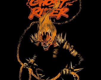 Vintage Ghost Rider shirtontwerp voor voor- en achterkant (2 PNG-bestanden) | Retro streetwear digitale download