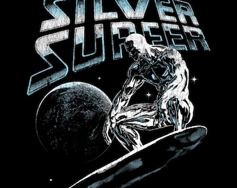 Vintage Silver Surfer streetwear design | Retro striptekening (digitale download)