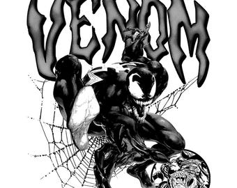 Venom Streetwear T-shirtprint | Digitaal ontwerp in vintage stijl (16x20 PNG)