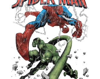 Vintage Spiderman vs. Scorpion streetwear design | Retro stripkunst (digitale download)