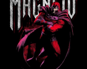 Vintage X-MEN Magneto shirtontwerp voor voor- en achterkant (2 PNG-bestanden) | Retro streetwear digitale download