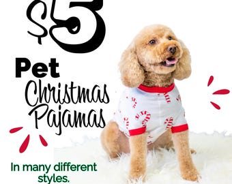 Festive Candy Cane Dog Pajamas | Cozy Christmas PJs for Dogs | Holiday Pet Outfit