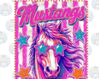 Mustangs Stars & Pink Stripes, Mascot, 300dpi PNG Instant Download