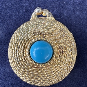Vintage Estee Lauder Goldtone & Turquoise Empty Perfume Compact