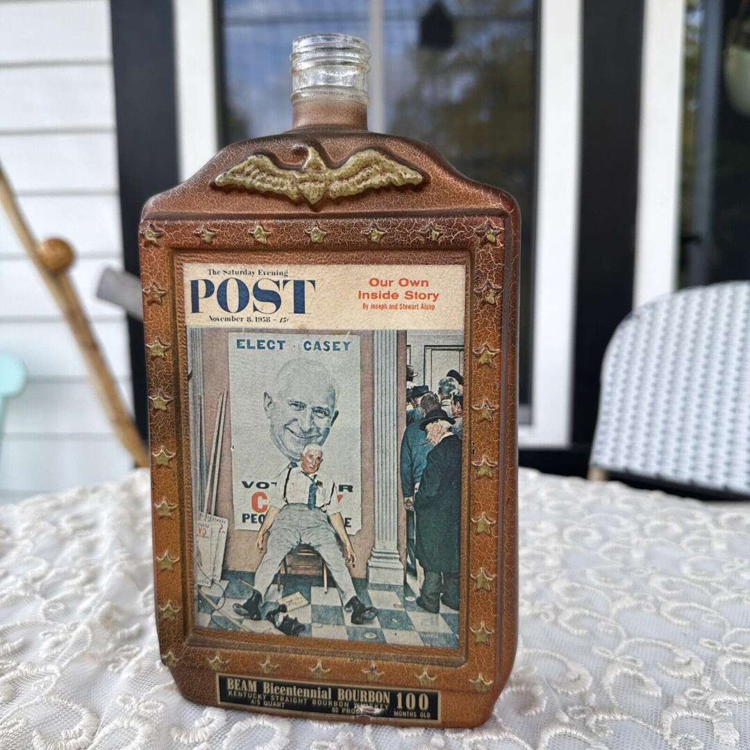 Bicentennial Collector Glass Jim Beam Bottle 1976 Elect Casey 1953 NO