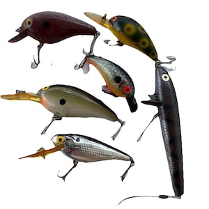 6 Various Spot Deep Diver Rattling Big O Crank Bait Fishing Lure Rattlers VTG