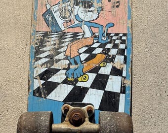 Vintage Cool Cat 1980s Variflex Retro Skateboard Complete Board Skater