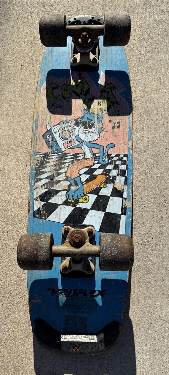 Vintage Cool Cat 1980s Variflex Retro Skateboard Complete