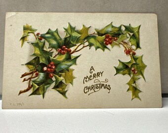 Early 1900s Antique Embossed Christmas Postcard – The Rotograph Co. NYC – Vintage Holiday Ephemera